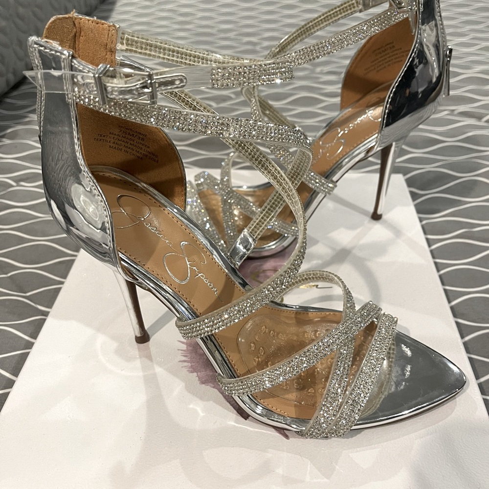 Jessica Simpson Silver Strappy Heels